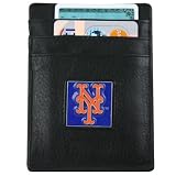 MLB New York Mets Black Leather Money Clip and Business Card Holder