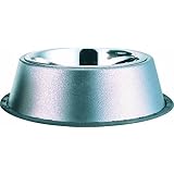 Indipets Two Piece No-Tip Bowl with Antique Silver Finish and Removable Stainless Steel Bowl