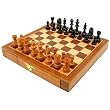 Elegant Inlaid Wood Cabinet W/ Staunton Wood Chessmen