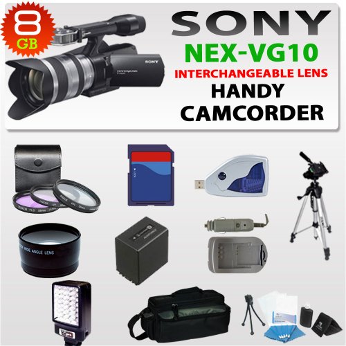 Brand New Sony NEX-VG10 Interchangeable Lens Handycam Camcorder + Huge 16GB Handycam Accessory Package Brand New Sony NEX-VG10 Interchangeable Lens Handycam Camcorder + Huge 16GB Handycam Accessory Package