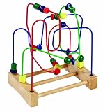 roba 9606 - Motorik Slider, unterschiedliche Spielbahnen, farbige Holzperlen, Holzsockel natur lackiert 32,5 x 28 x 20 cm - roba