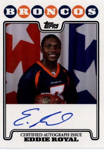 2008 Topps Rookie Premiere Autographs #ER Eddie Royal RC - Rookie Insert Card - Autographed Football Card / Denver Broncos / Hand Signed on CARD! - Rare Rookie Card in Screw Down Display Case!!!