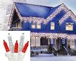 Set of 70 Red and Pure White LED M5 Icicle Christmas Lights - White Wire