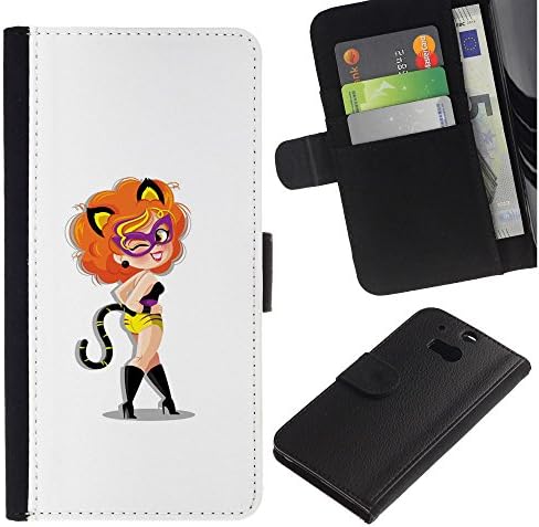 MobileX / HTC One M8 / Sexy Foxy Cat Lady / Slim PU Leather Wallet Credit Card Case Cover Shell Armor