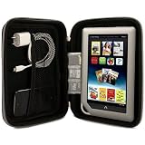 Barnes & Noble NOOK Tablet Hard Cube (NEWEST Version, Color, BNTV250) Vangoddy Harlin Reinforced Accessories Case with handle & Unique Device Friendly Velcro Usability - BLACK