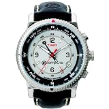 Timex 49551 Mens Stainless Steel Case Expedition E-Instruments E-Compass Watch with Black Genuine Leather Stitched Band