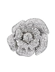 C.Z. Large Flower Rhodium (.925) Sterling Silver Pin
