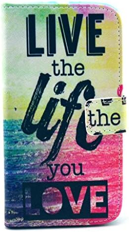 Elegant PU Leather Magnetic Slim Wallet Case Stand with Credit Card Slots for Motorola Moto X(2nd Gen, 2014 Model Only)(Live The Life You Love)