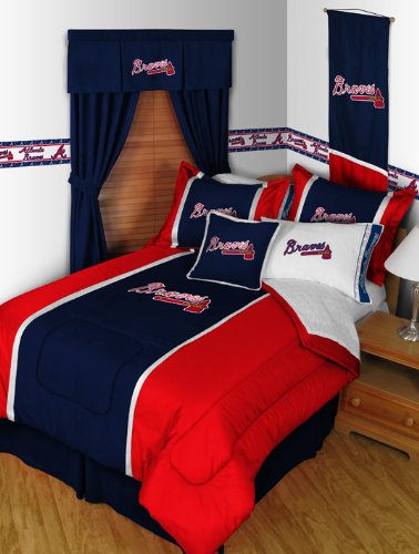 Atlanta Braves MLB Full Comforter & Sheet Set (5 Piece Bedding)