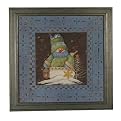 Snowman in green sweater - 14 x 14
