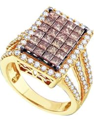 2.50CTW COGNAC DIAMOND LADIES INVISIBLE RING