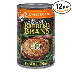 Amy's Light in Sodium Organic Traditional Refried Beans, 15.4-Ounce Cans (Pack of 12) by Amy's