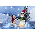 Lighted Tinsel Penguin Set - 32"