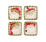 Vietri Santa Old St. Nick Square Salad Plates Set of 4 Assorted