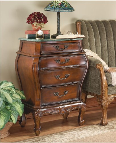 French Furniture Hand-carved hardwood Antique Replica Marble-Topped Bombe Chest