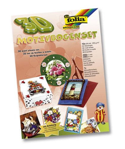 Folia 1419 - Ganzjahr 3D-Motiv-Bogen Set, 10 Blatt DIN A4, inkl. Klebepads und Schere Preisvergleich
