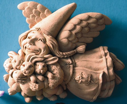 GNOME Fairy FLYING Flowers GARDEN Indoor OUTDOOR Wall PLAQUE