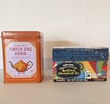 TJ's Pumpkin Spice Rooibos Herbal Blend Tea & Trader Joe's FairTrade Organic Rooibos and Honeybush Tea Bundle (2 Items)