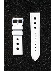 22mm White Panerai Pilot Style Leather Watchband with Matching Stitching