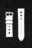 20mm White Panerai Pilot Style Leather Watchband with Matching Stitching