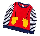 C-Princessベビー服 男の子 パーカー スウェット トレーナー トップス 長袖 秋 冬 子供 キッズ 男児 ボーダー カジュアル (110, Aレッド)