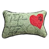 Manual Woodworkers & Weavers Dogs Leave Paw Prints Pillow with Corded Edges, 12-1/2 by 8-1/2-Inch