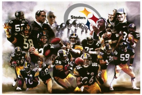 Pittsburgh Steelers (Group, Trophies) Sports Poster Print - 11x17