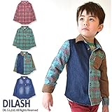 (ディラッシュ) DILASH 秋'15 チェック＆デニム杢調先染め長袖シャツ 80 ピンク