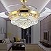 COLORLED Modern Crystal Gold Ceiling Fan Light Kit for Living Room Bedroom Telescopic Fan Chandeliers Lighting Fixture (Gold)