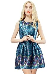 Lace Sleeveless Polyester/Spandex General Print Winter Flared-Skirt  Dress