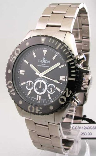 Croton Mens Chronomaster Black Dial Watch 510mXagSt6L Croton Mens Chronomaster Black Dial Watch