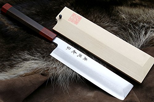 Yoshihiro Inox Aus-8 Stainless Steel Stain Resistant Edo Usuba Japanese Vegetable Chef knife Shitan Handle (8.25 IN)