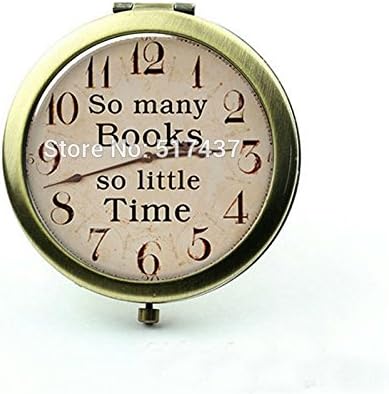easyLife So Many Books So Little Time Glass Picture Jewelry Book Lover Photo Mirror Brand Cosmetic Mirror
