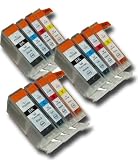 12 Chipped Compatible Canon PGI-5 & CLI-8 Ink Cartridges from 'The Ink Squid'. Fully Compatible with the Canon Pixma MP520 Printer. 3 x PGI-5Bk (Black); 3 x CLI-8C (Cyan/Blue); 3 x CLI-8M (Magenta/Red); 3 x CLI-8Y (Yellow). The Latest Chips, the Maximum ML Capacity of any Compatible Ink Cartridge. 2 Year Guarantee on all Cartridges.