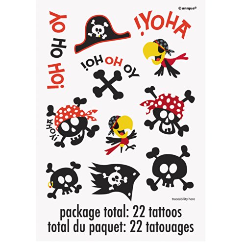 Pirate Party Temporary Tattoo Sheets, 2ct