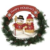 20" NFL San Francisco 46ers Snowman Couple Christmas Berries & Pine Cones Wreath