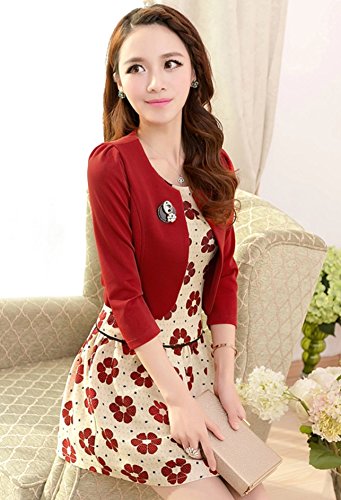 ツーピース  ミニ ワンピース ジャケット レトロ 花柄 フラワー エレガント レース  シフォン ロング コート ブラウス スーツ オーガンジー 長袖 フレア セクシー 大きいサイズ  エレガンス 美脚 デート パーティ 2次会 秋物 冬物 可愛いスカーフ付き　m105