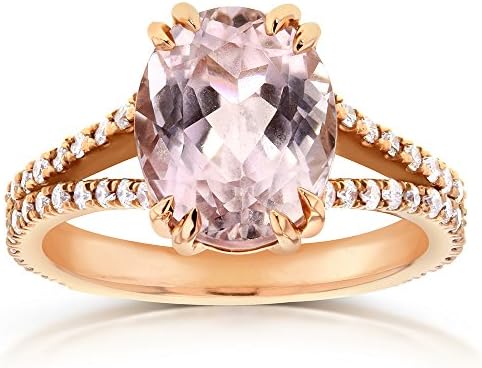 Kobelli Kunzite & Diamond Split Shank Ring 3 4/5 Carat (ctw) in 14k Rose Gold