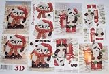 A4 3D step by step Le Suh decoupage sheet - Christmas - cute pandas