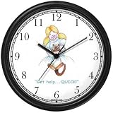 Blonde Girl Holding Siamese Cat - Cat Cartoon or Comic - JP Animal Wall Clock by WatchBuddy Timepieces (Black Frame)