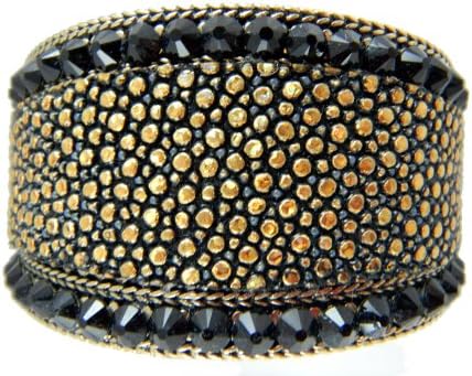 Whimsical Originals Gold Stingray Leather Cuff Bracelet Swarovski