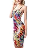 Dreamy house Summer Swimsuit Beach Dress Slip-on style Wrap Bohemia Long Sarong (Jacinth Fireworks)