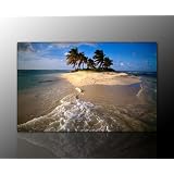 Wandbild xxl (Beach_and_Palm70x110cm) Deko Bild auf Leinwand. Ausf�hrung sch�ner Kunstdruck auf echter Leinwand und Keilrahmen. Bild Motiv (Palmen Himmel Strand Meer Insel Wolken blau gr�n wei� braun). Made in Germanyvon "Nix-Art Wandbilder"