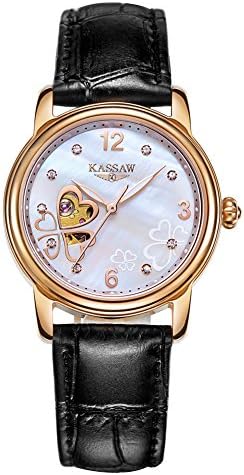 Kassaw Women's Waterproof Automatic Mechanical Watches (Black Band)