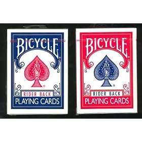 Bicycle Rider Back Poker Playing Cards - 2 Decks, 1 Red and 1 Blue by Las Vegas Poker Chips