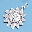 Sterling Silver Pendant - Sun - 24mm Height