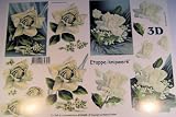A4 3D step by step Le Suh decoupage sheet - floral - white roses, sympathy