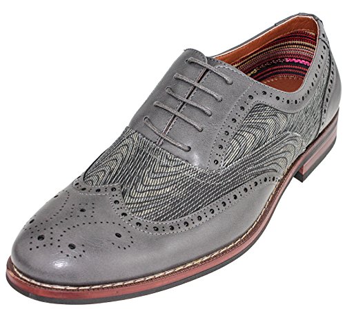 Ferro Aldo M-139001G Grey Mens Lace Up Wingtip Oxford Classic Shoes