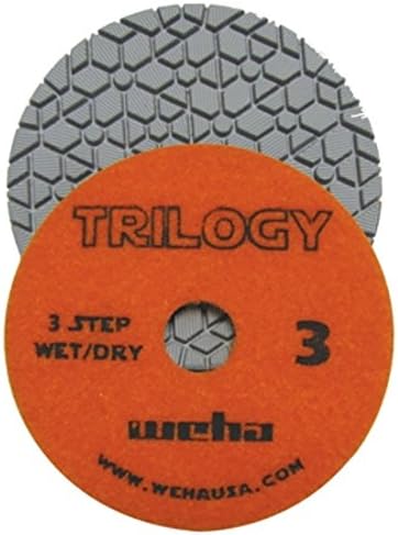Weha4 Inch Trilogy 3 Step Dark Quartz Diamond Polishing Pads Wet/Dry Step 3