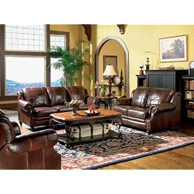 3pc Princeton Tri-tone Leather Sofa Loveseat and Recliner Chair Set